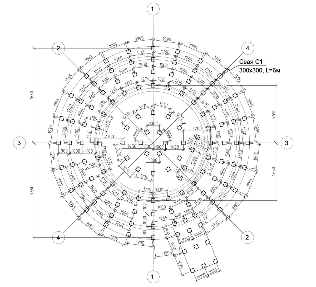 План свайного поля
