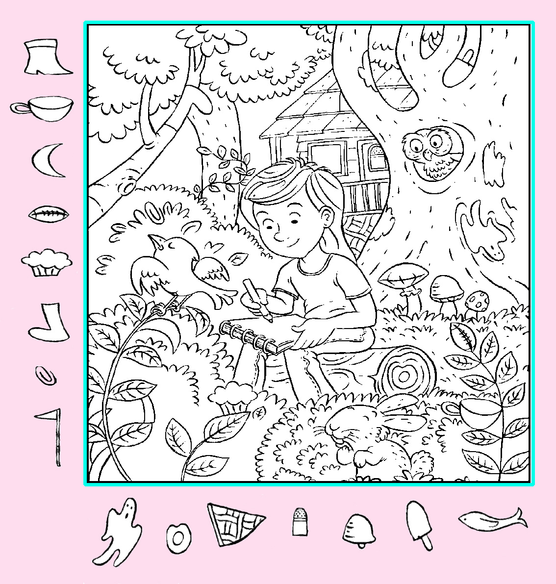 Тест на внимательность: найди кекс, чашку, колокольчик и другие предметы на картинке. Картинка подготовлена автором