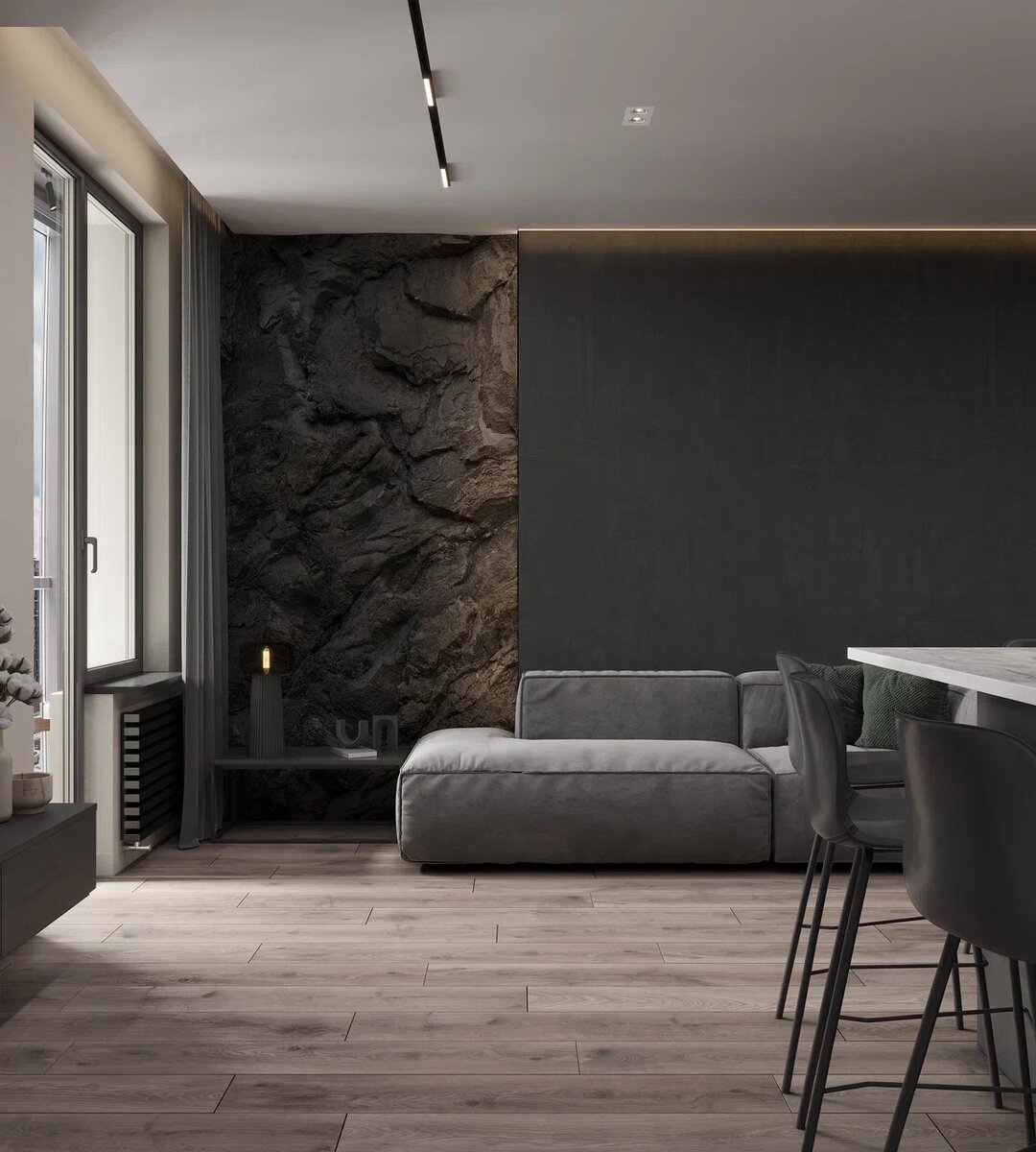 акцентная стена из камня