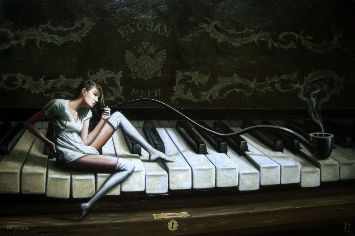 © Мгер Эвоян (Mher Evoyan). Рояль-1. Холст, масло. На этой и на следующей работе обратите внимание на фирменное название рояля. – М.Л.