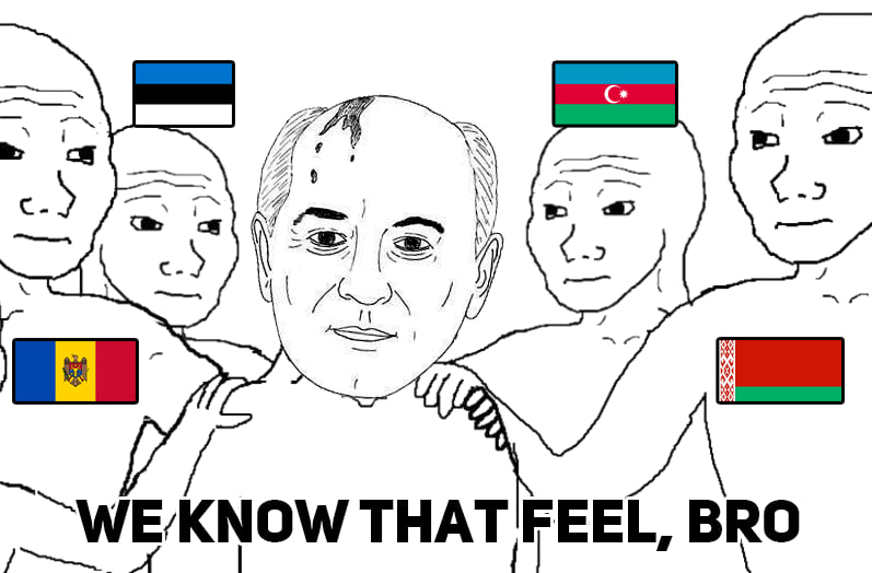 Символический мем от канала sra4tv на тему бездарной игры стран-бывших республик СССР и главного виновника распада той страны...