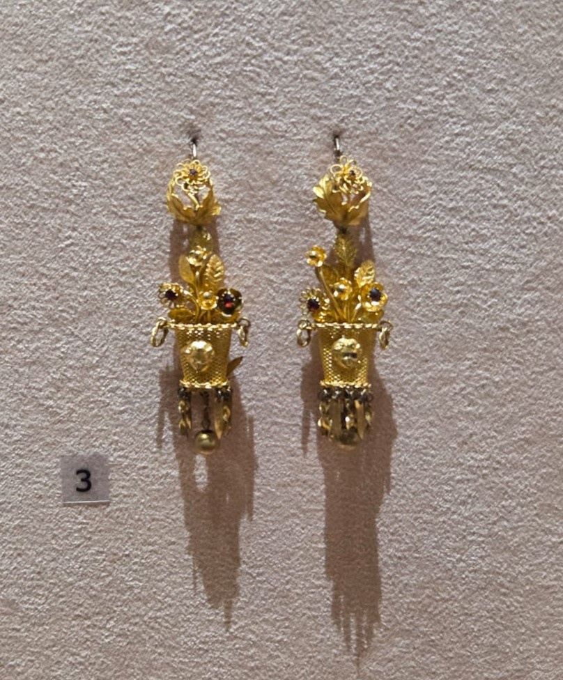 Серьги Франция. XVIII Медный сплав, стразы, литье, золочение