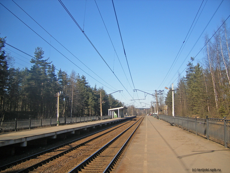 Фото 1. Общий вид остановочного пункта Кузьмолово со стороны Санкт-Петербурга. Фото: Д. Ильин, 25.03.2007 г.