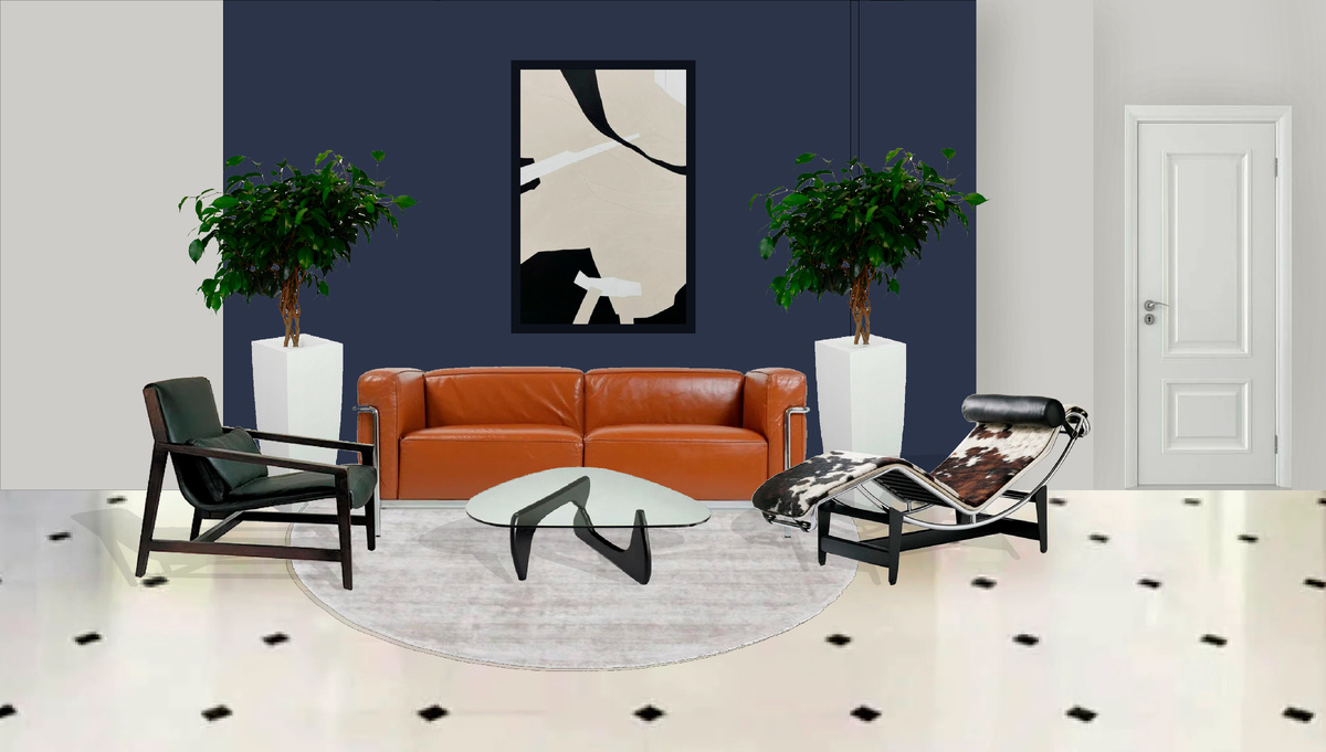 Вариант 1 приемной директора с креслом - шезлонгом LC4