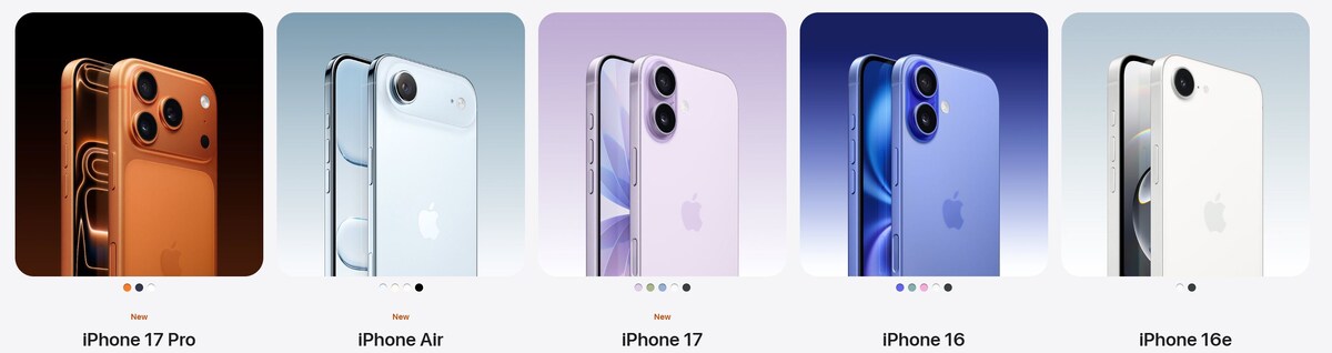 Актуальная линейка iPhone. Скриншот сайта Apple  📷
