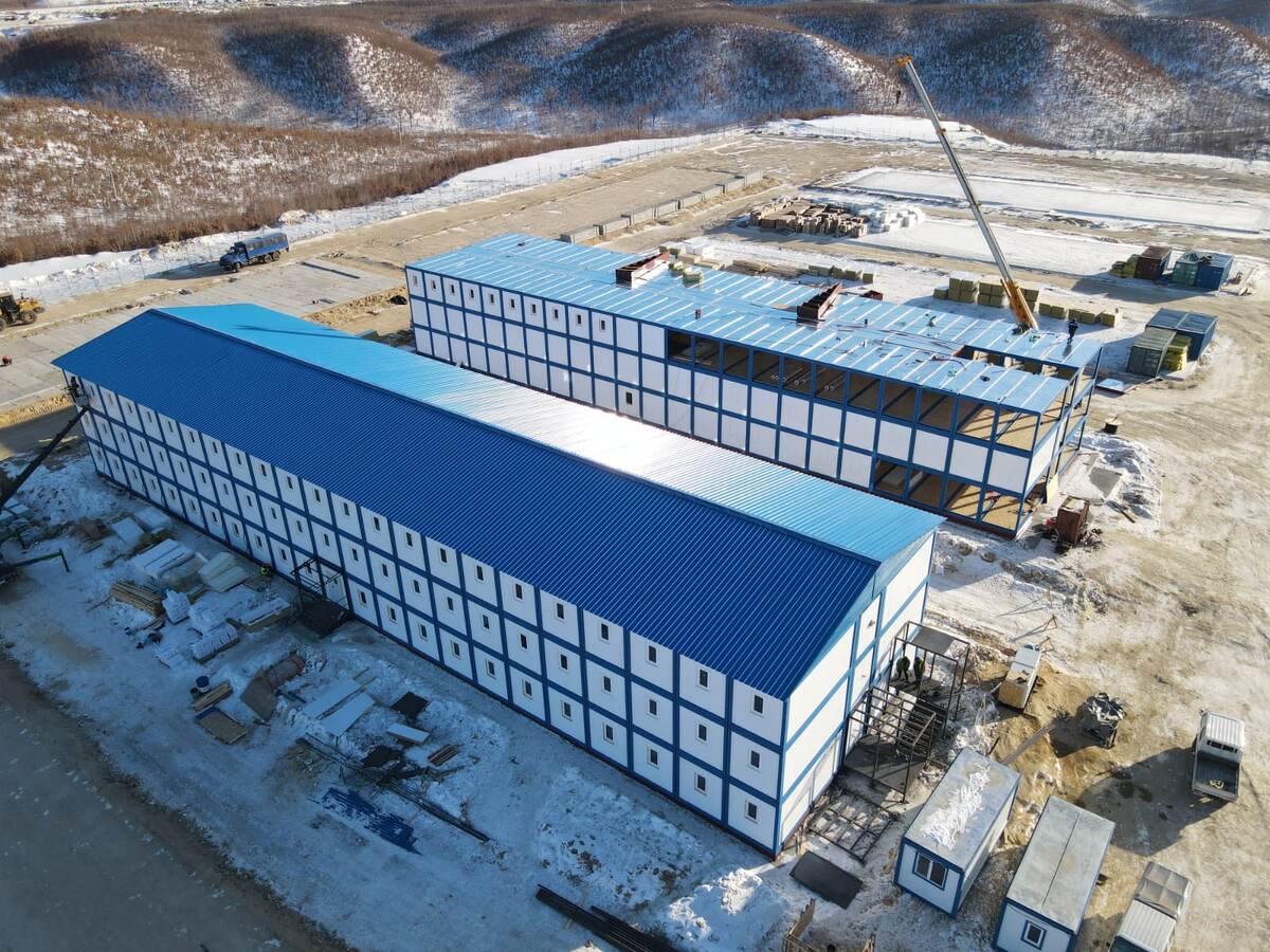 Строящиеся общежития на 296 человек (3 этажа), Амурский газохимический комплекс. Фото «Модуль РСНП»