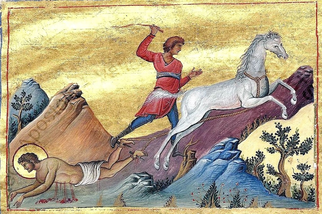 Мученичество Ореста врача. 10 в. Миниатюра Минология Василия II.