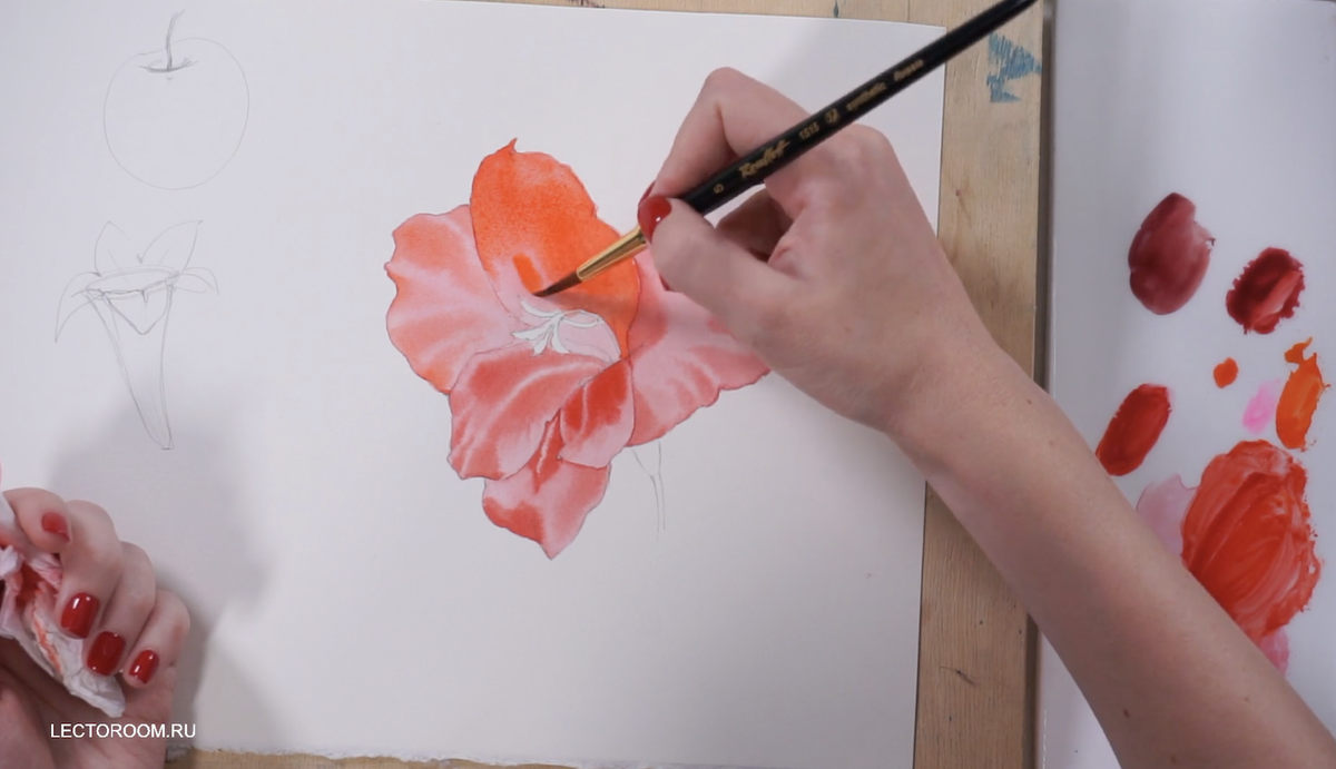 работа над лепестком, формирование объёма тенями