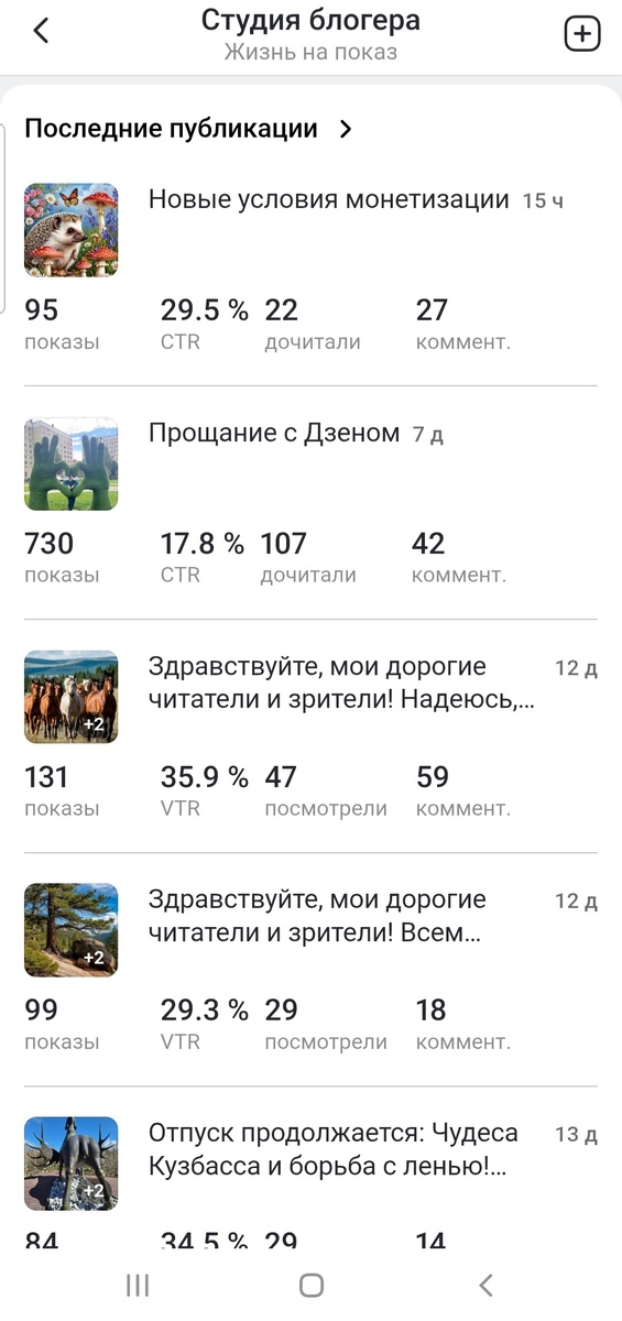 Скрин показов на моей странице 