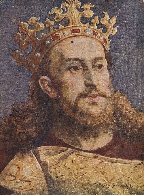 Король Чехии Вацлав II, при котором стали чеканить пражские гроши. Воображаемый портрет работы Яна Матейко