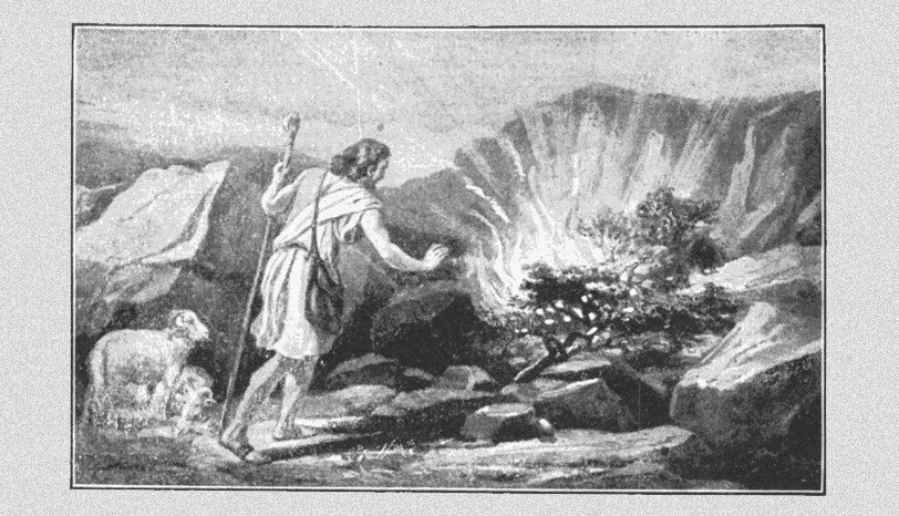 Неопалимая Купина - символ вечной жизни. "Моисей и горящий куст". Художник Джон Мартин. 1833 г.
