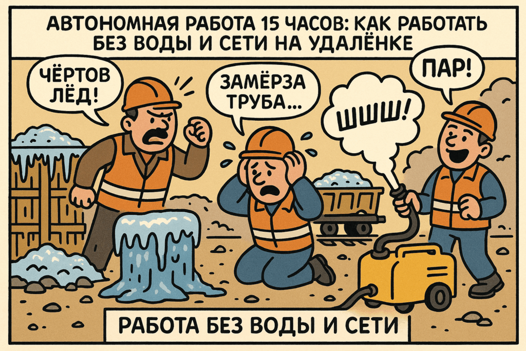    На изображении показаны ключевые аспекты работы на удалёнке без подключения к сети и водоснабжению, вдохновляющие на новые подходы.