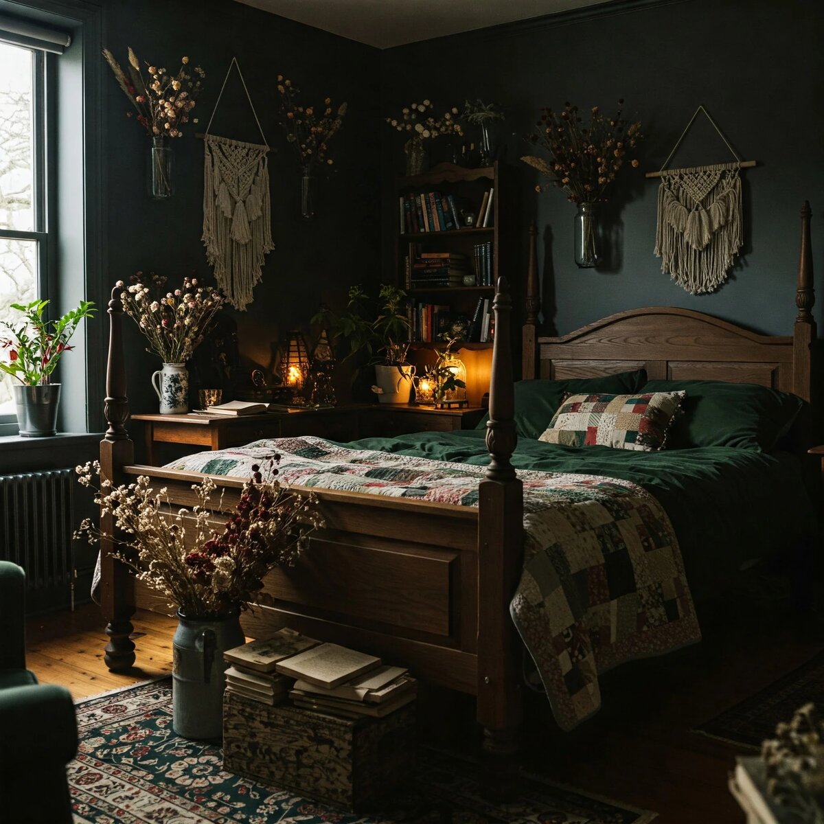  «Dark Cottagecore» или «Средневековый коттедж». Тренд на уютную, но брутальную архаику. Грубый текстиль, восковая свеча вместо диммера, дремучие, природные цвета. Это не про деревню — это про создание личного, защищенного убежища-пещеры в условиях мегаполиса.