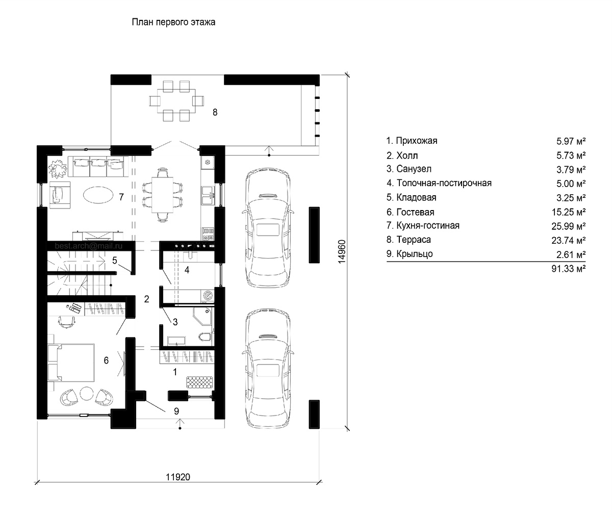 План первого этажа типового проекта жилого дома П-23 архитектора Бориса Бестужева с сайта best-arch.ru