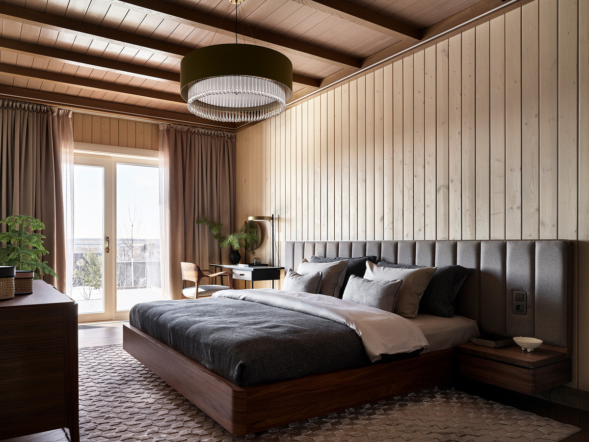 Просторная, светлая спальня заказчиков NATURI