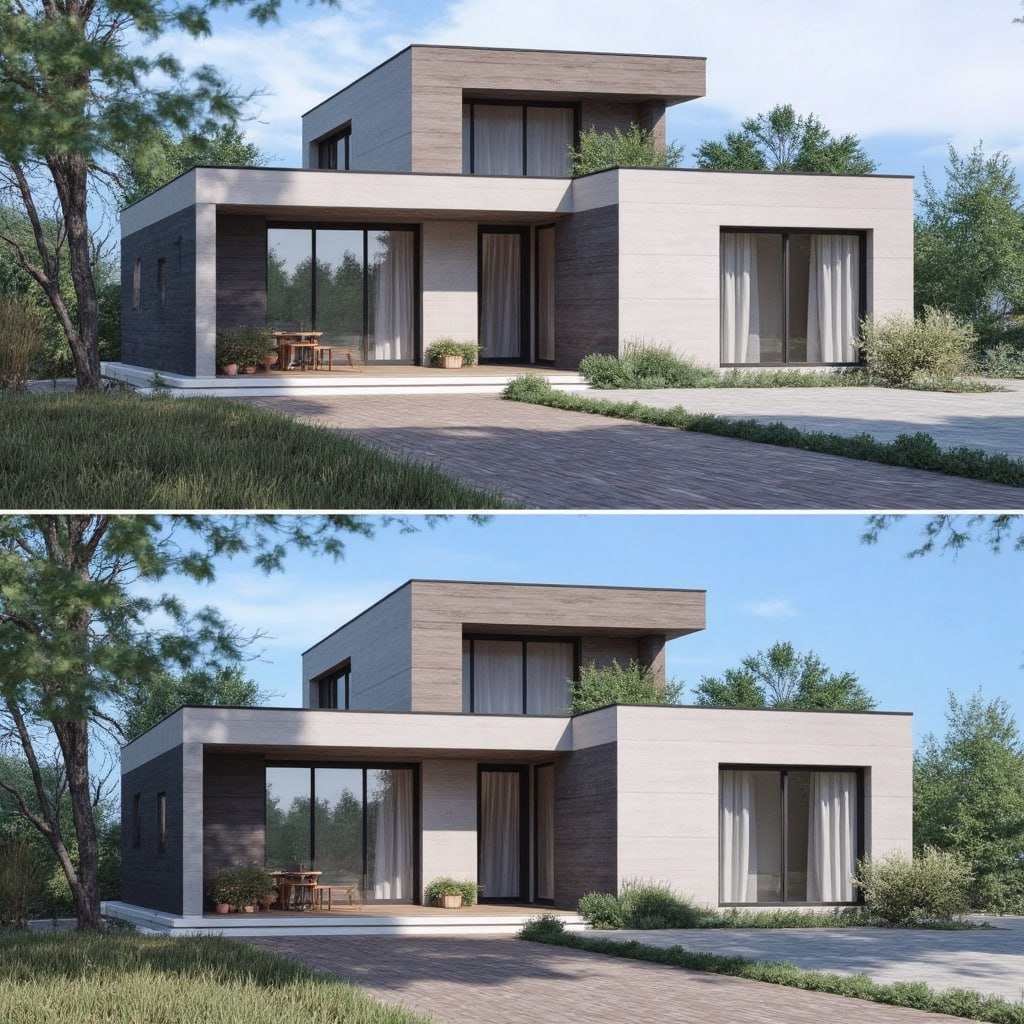 Пример дома из трехслойхных панелей.