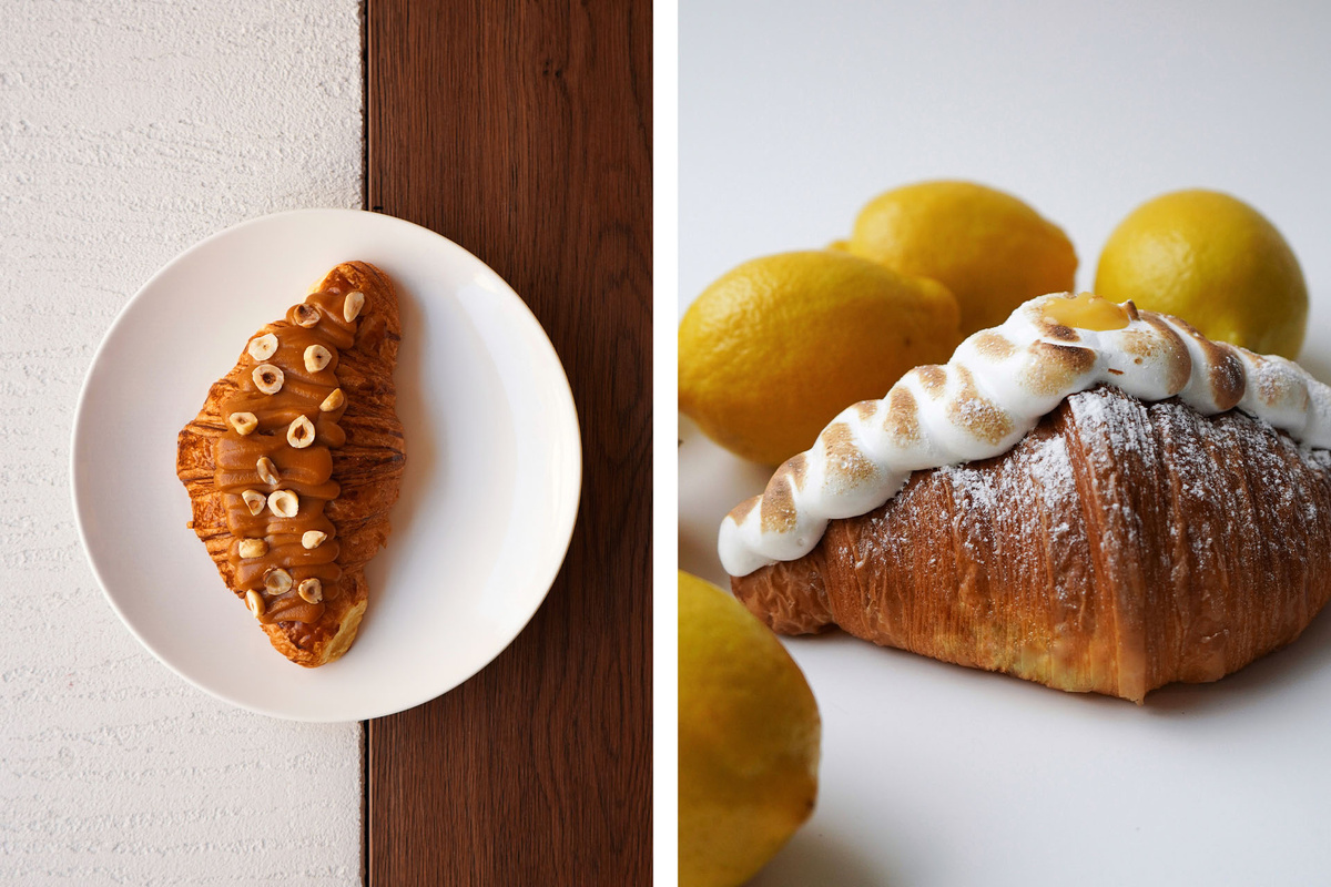    Слева: круассан «Карамелла» / круассан «Лимончелло»