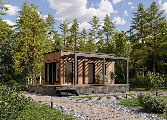 В серии панельно-каркасных проектов АТМОСФЕРА — пять домов с площадью помещений от 17,9 до 51,6 кв. м. Они выдержаны в одном стиле, но отличаются по объемно-планировочным решениям и позволяют размещать от двух до шести гостей. Есть также модификация “баня” — 39 кв. м. Поэтому возможны разные сценарии отдыха — от тихого уединения до корпоративного тимбилдинга или семейного праздника.