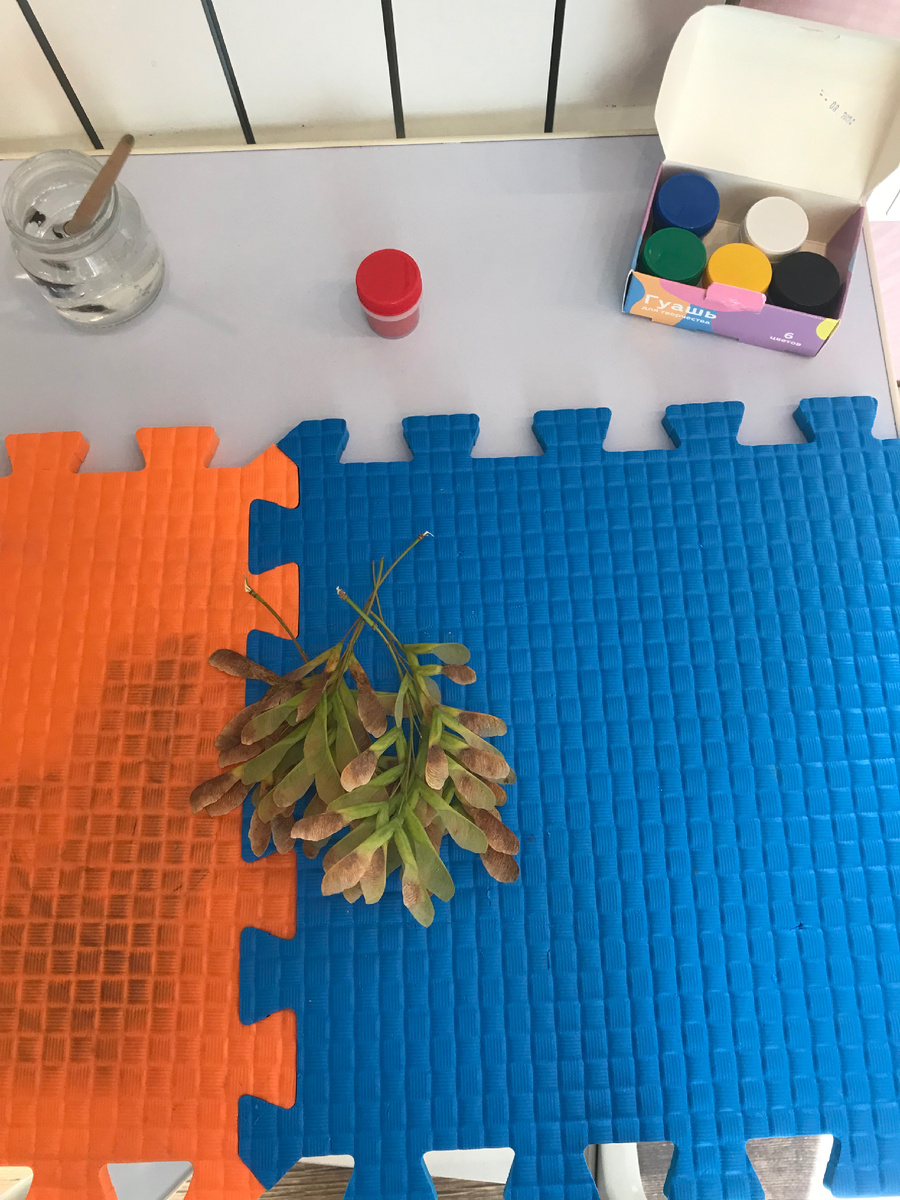 Вам понадобится: гуашь, «носики», кисточка, то на чем будет сохнуть крашенные элементы (у нас коврики пазлы)