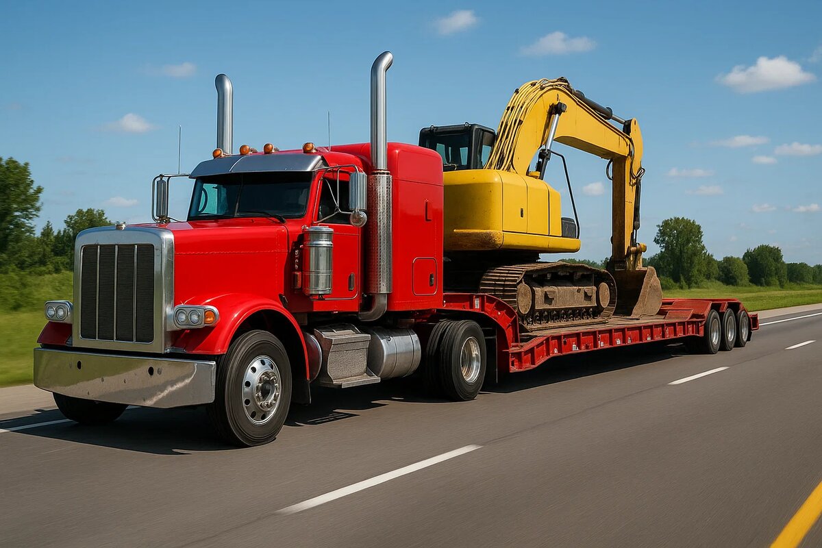 Фото трала со спецтехникой