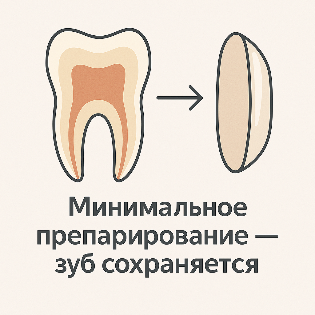 Зуб стачивается минимально.
