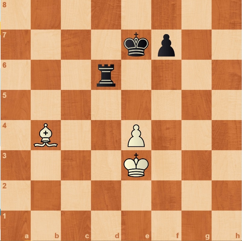 Ход белых. Фигуры, которые не могут отступить, можно снова атаковать и съесть. Какая фигура черных связана, и как напасть на нее снова?