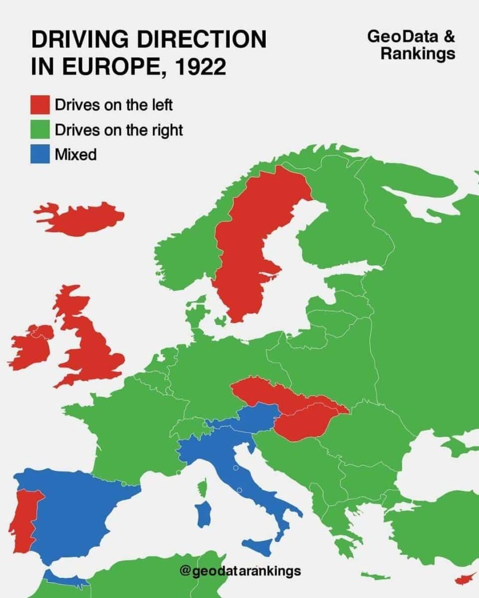    Движение в странах Европы в 1922 году / © GeoData & Rankings