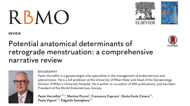Vercellini, P., Piccini, M., Caprara, F., Cetera, G. E., Viganò, P., & Somigliana, E. (2024). Potential anatomical determinants of retrograde menstruation: a comprehensive narrative review. Reproductive biomedicine online, 49(4), 104345. https://doi.org/10.1016/j.rbmo.2024.104345