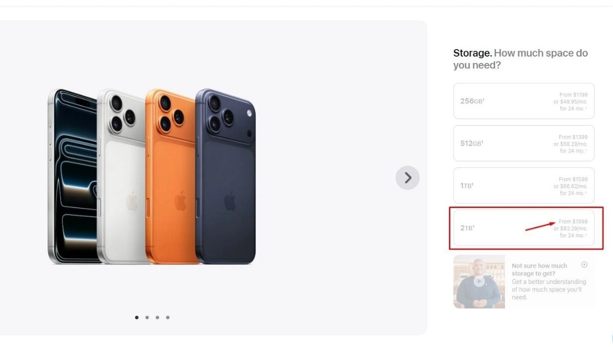 2000 долларов: цена смартфонов iPhone поднялась на ступень выше. Фото: скриншот. apple.com
