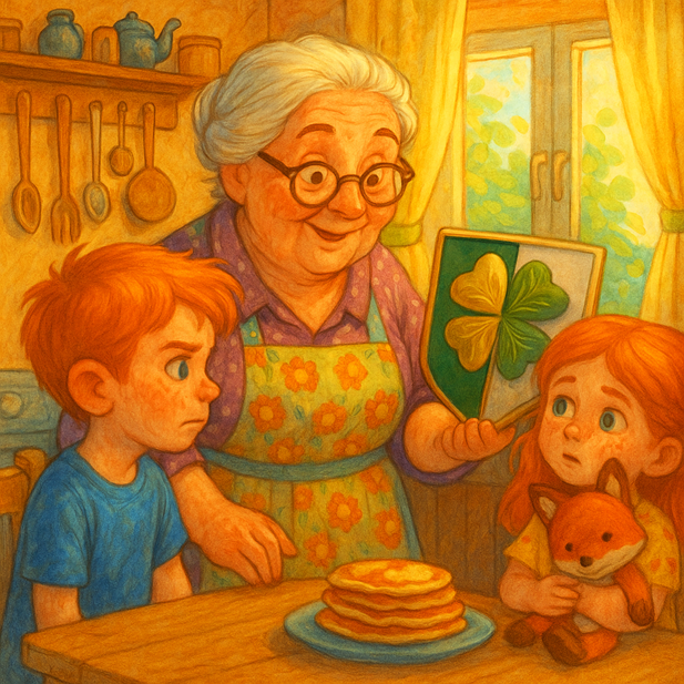 Бабушка рассказывает про Герб Щербинки (иллюстрация предоставлена Никитой Гордеевым)