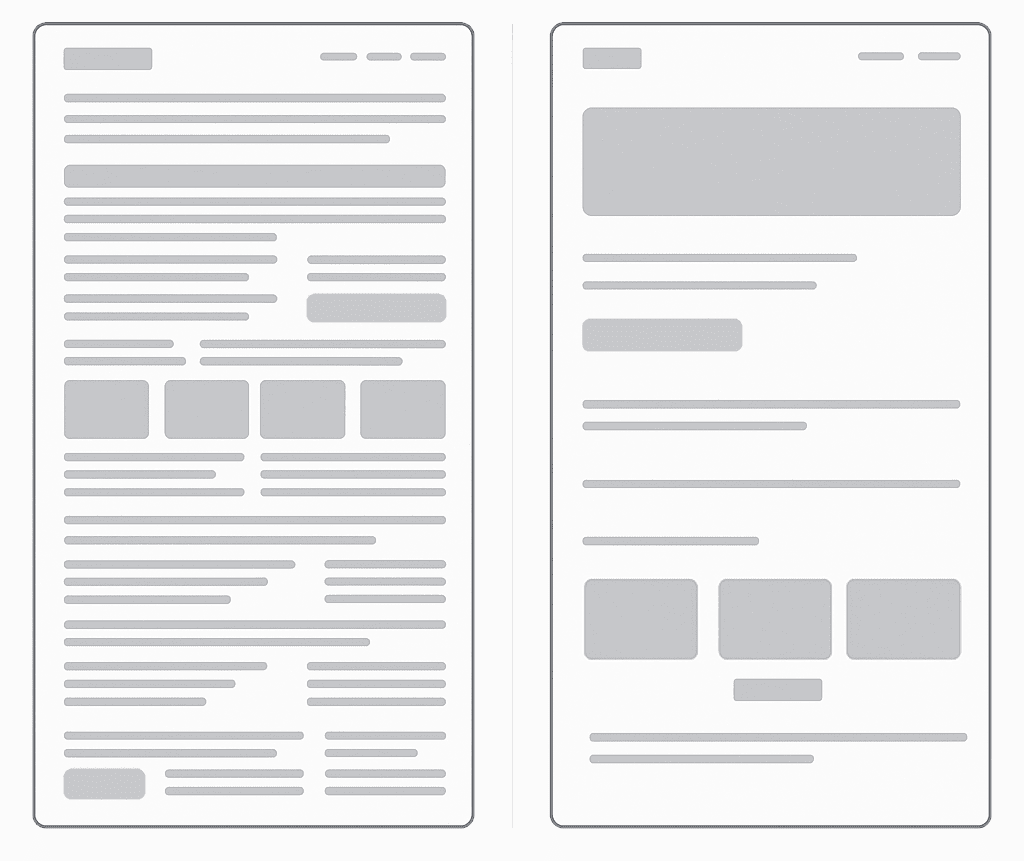 Пример перегруженной и минималистичной страницы