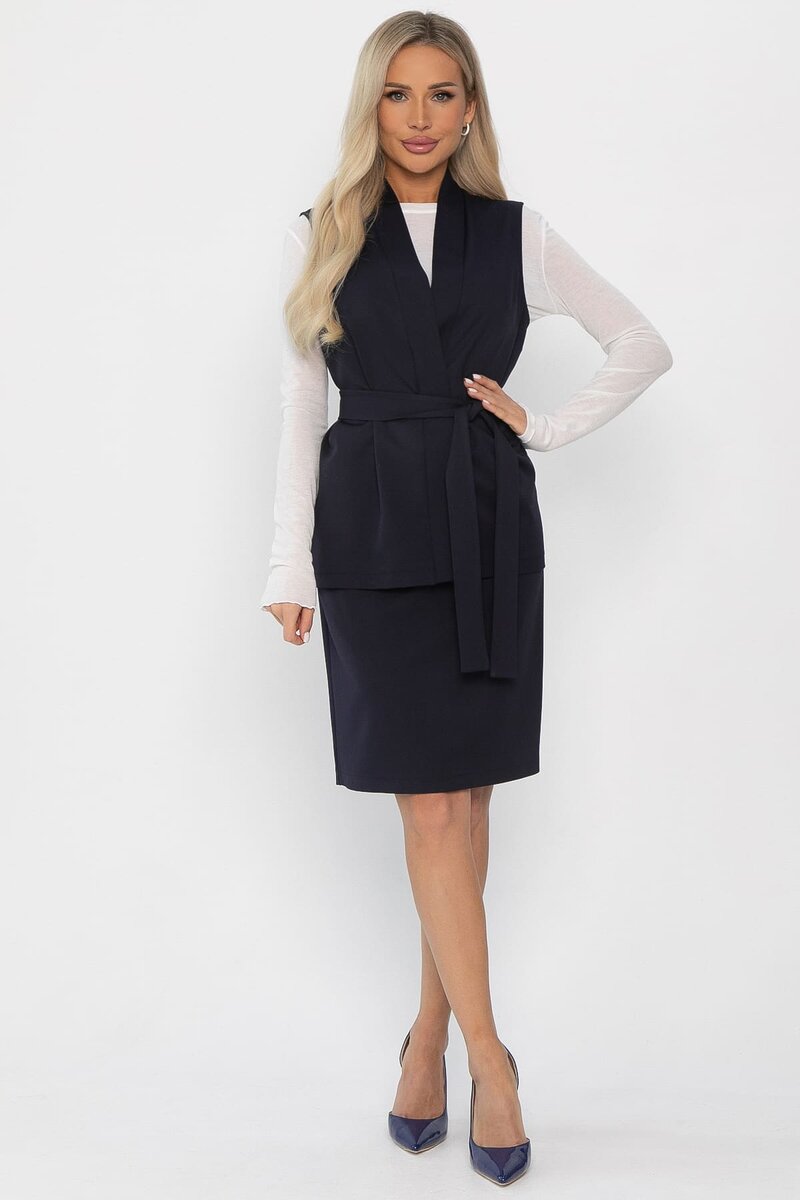 Костюм с юбкой Окси (темно-синий) К14337-8М