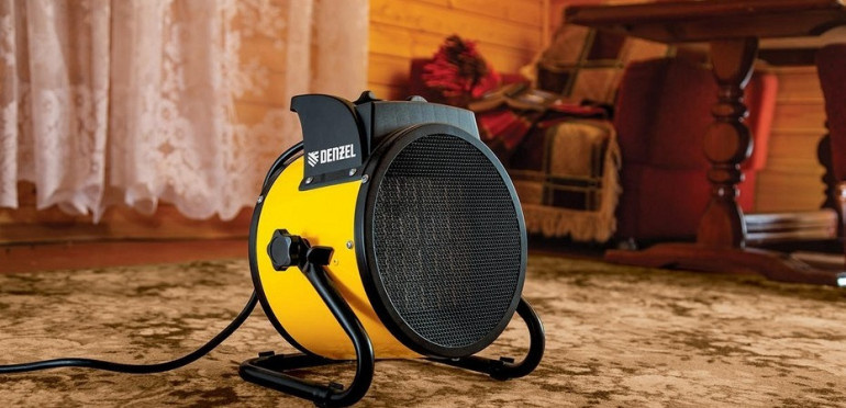 Мощная 5 кВт тепловая пушка Denzel DHC 5-400 справляется с обогревом складских, бытовых и подсобных помещений площадью до 50 м2. С ее помощью можно просушивать поверхности на строительной площадке (окрашенные стены, стяжки). Также ее можно использовать как вентилятор для проветривания комнат. Пушка работает от однофазной сети 230В, поэтому подходит для бытового применения.Тепловая пушка оснащена керамическим элементом, который нагревается быстрее спирального, а также не сушит воздух и не несет вреда здоровью, т.к. не выделяет вредных веществ.