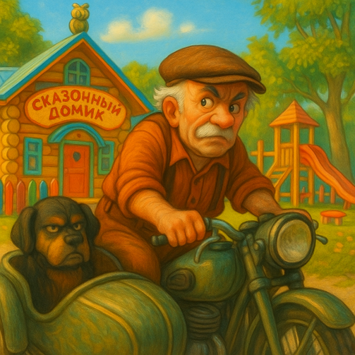 Никанорыч и Пират у "Сказачного домика" (иллюстрация предоставлена Никитой Гордеевым)
