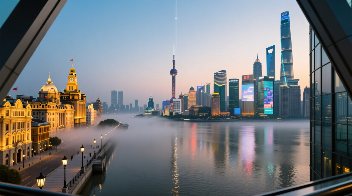 С высоты Shanghai Tower виден принцип пространственной организации Шанхая. Река Хуанпу функционирует как естественный рубеж, отделяющий исторический деловой центр (район Пуси) от территории нового финансового центра (район Пудун).