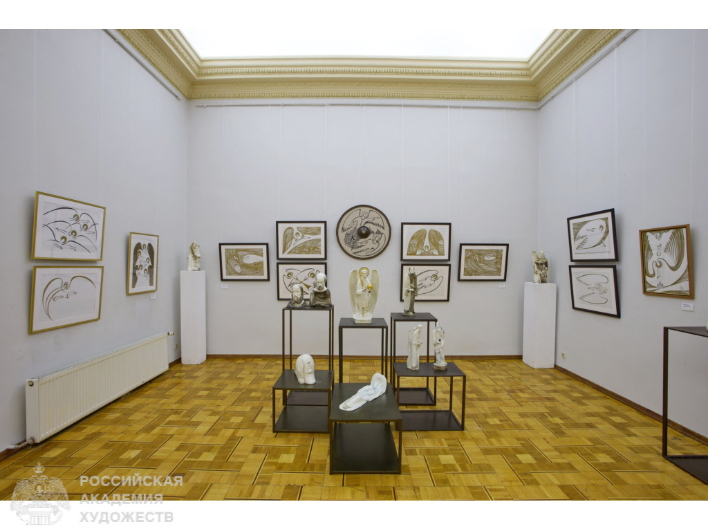Экспозиция выставки  «Узы творчества» Любови Савельевой, Фидаиля Ибрагимова (1938-2020) и Надежды Уваровой в залах Российской академии художеств (Москва, Пречистенка, 21). Фоторепортаж: Виктор Берёзкин, пресс-служба РАХ.