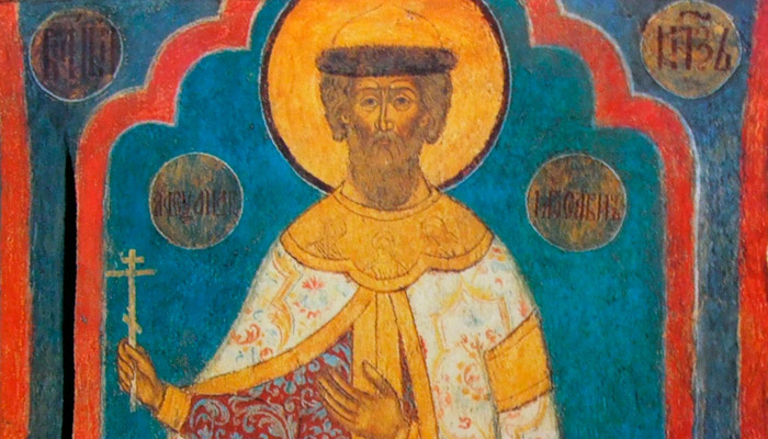 Св. Александр Невский (фрагмент фрески Архангельского собора в Московском кремле, XVII век). Фото: dic.academic.ru