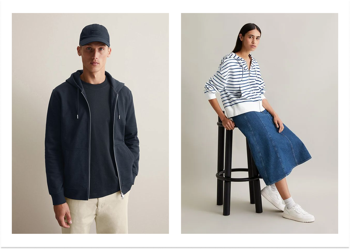 Для более собранного или многослойного образа подойдет худи на молнии. Прекрасно сочетается с однотонными джинсами, брюками и юбками