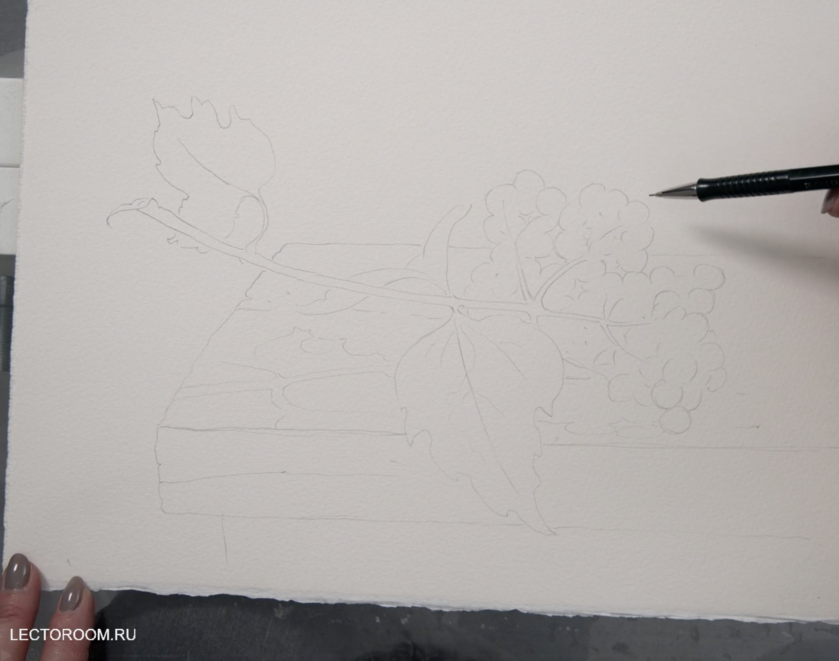 начало мастер-класса с разметкой карандашом и первым слоем фона