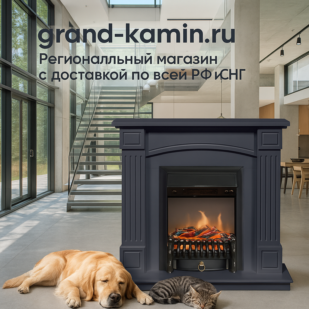    Каминокомплект Boston с эффектом живого пламени: создайте уют и стиль в каждом уголке вашего дома Kamin