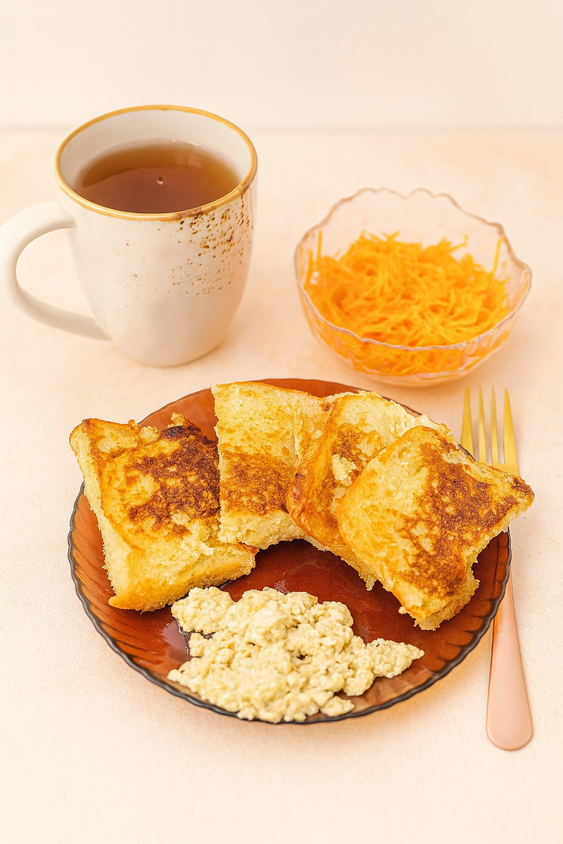 Снизу остатки яйца с молоком. 