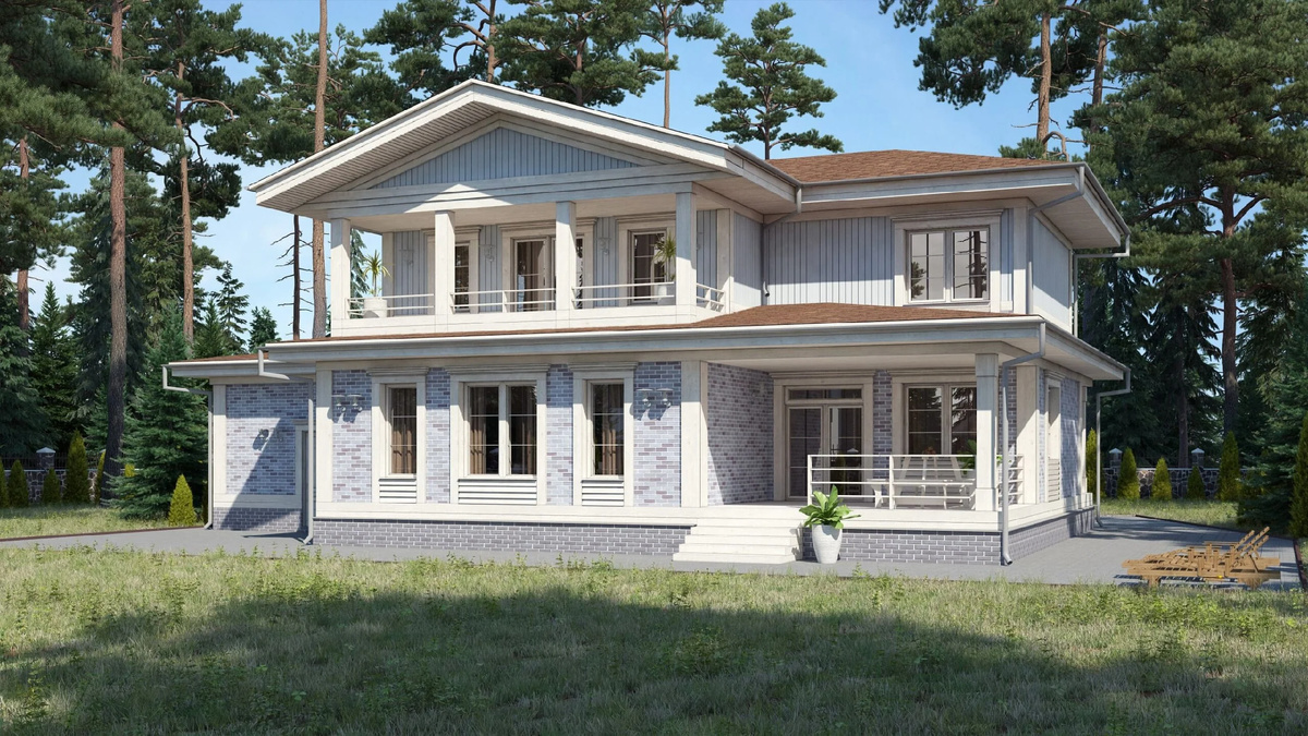 Двухэтажный загородный дом по проекту "Ладис" компании 