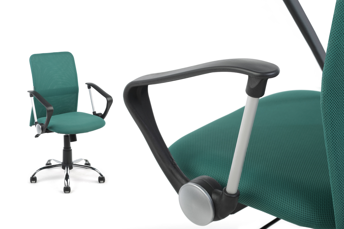 Офисное кресло Leo B с сетчатой спинкой, поясничной поддержкой и механизмом качания «топ-ган». Стоимость — 7500* рублей. Код для поиска на сайте — 264379.