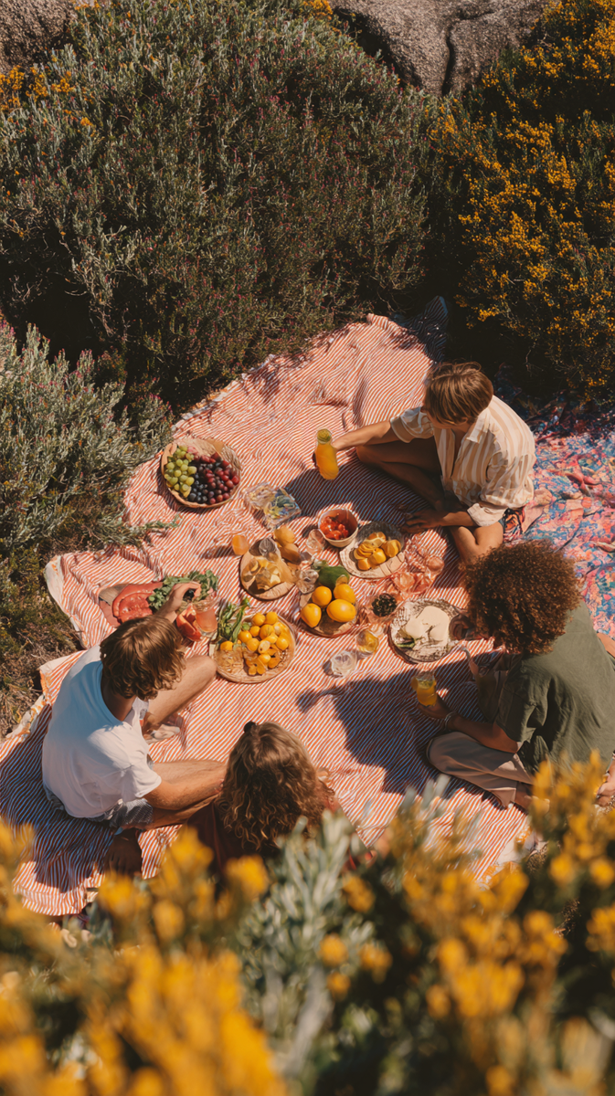 А в прошлом году мы чудненько отдыхали на травке под солнышком пока дети резвились на поляне рядом