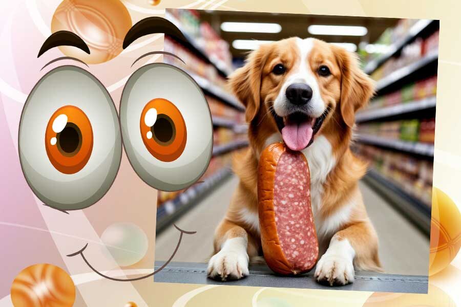 Хозяйская собака украла колбасу в магазине...