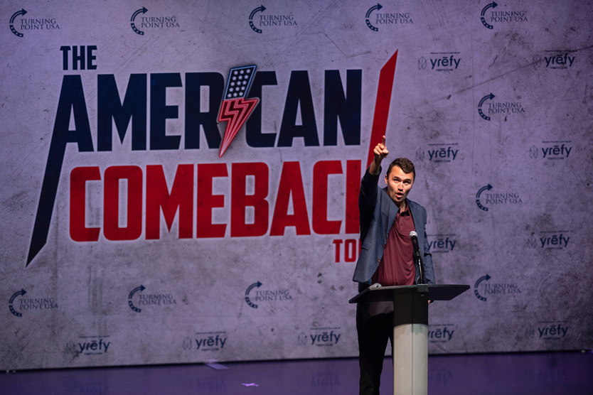    Чарли Кирк во время дебатов   
Фото: Meredith Seaver / AP / TASS