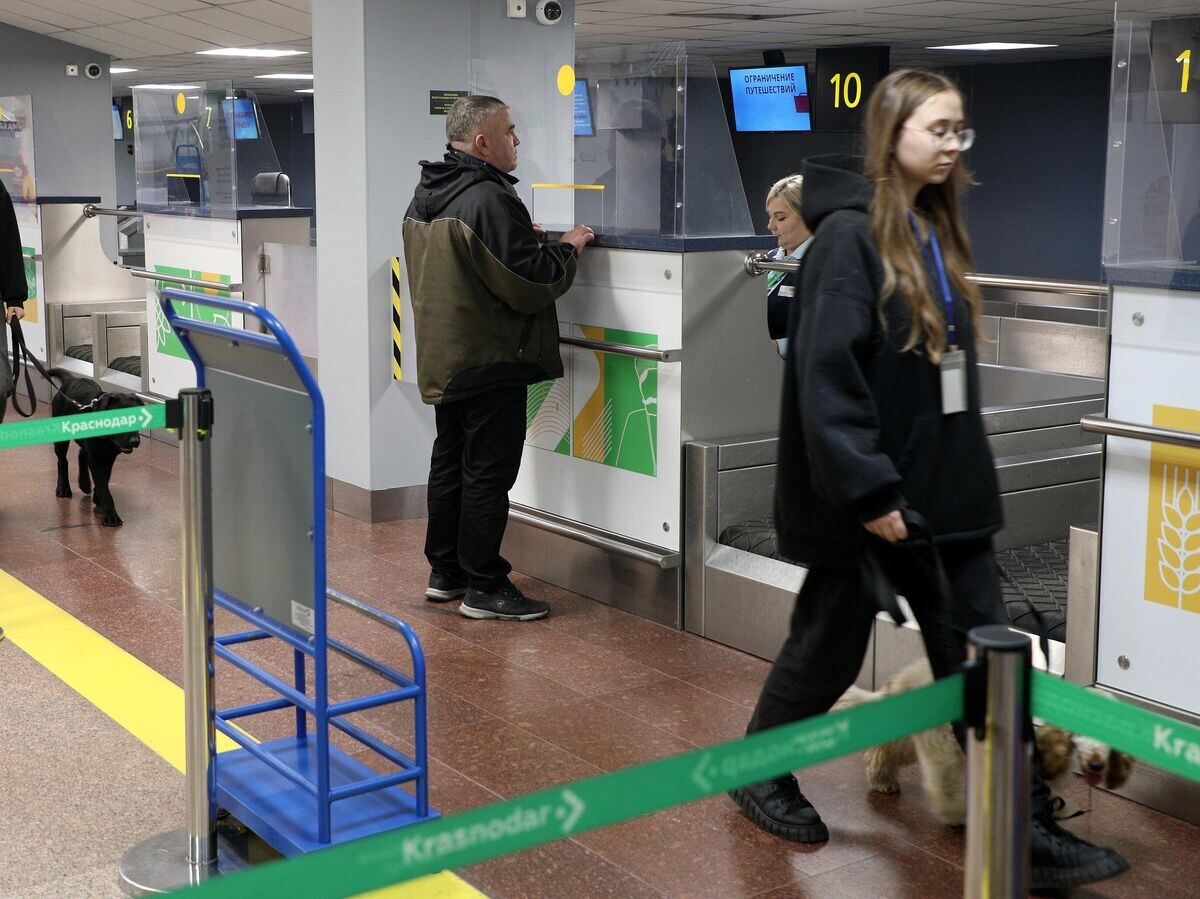    Тренировочная регистрация на рейс в аэропорту Краснодара© РИА Новости / Владислав Гончаров