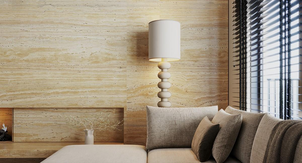 Травертин Striato в интерьере гостиной