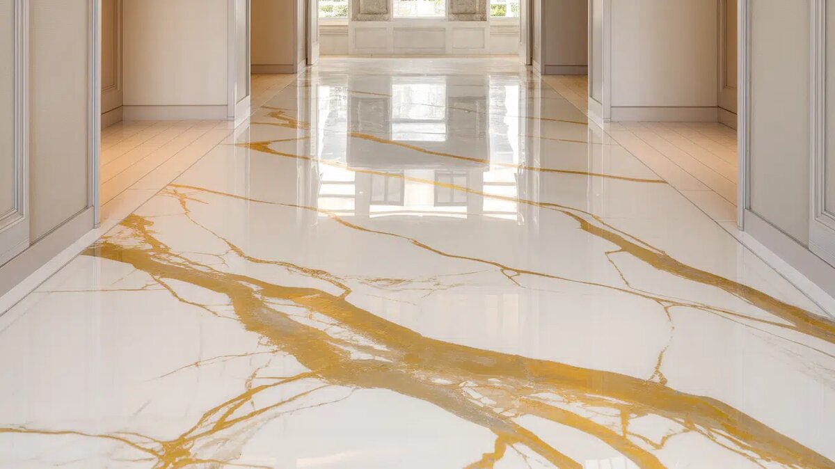 Облицовка пола натуральным мрамором из Италии