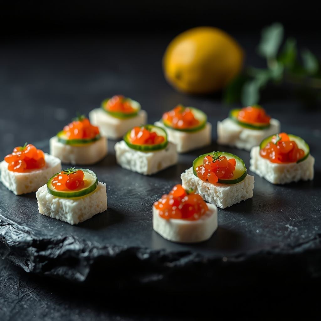 Открытые мини-бутерброды с икрой